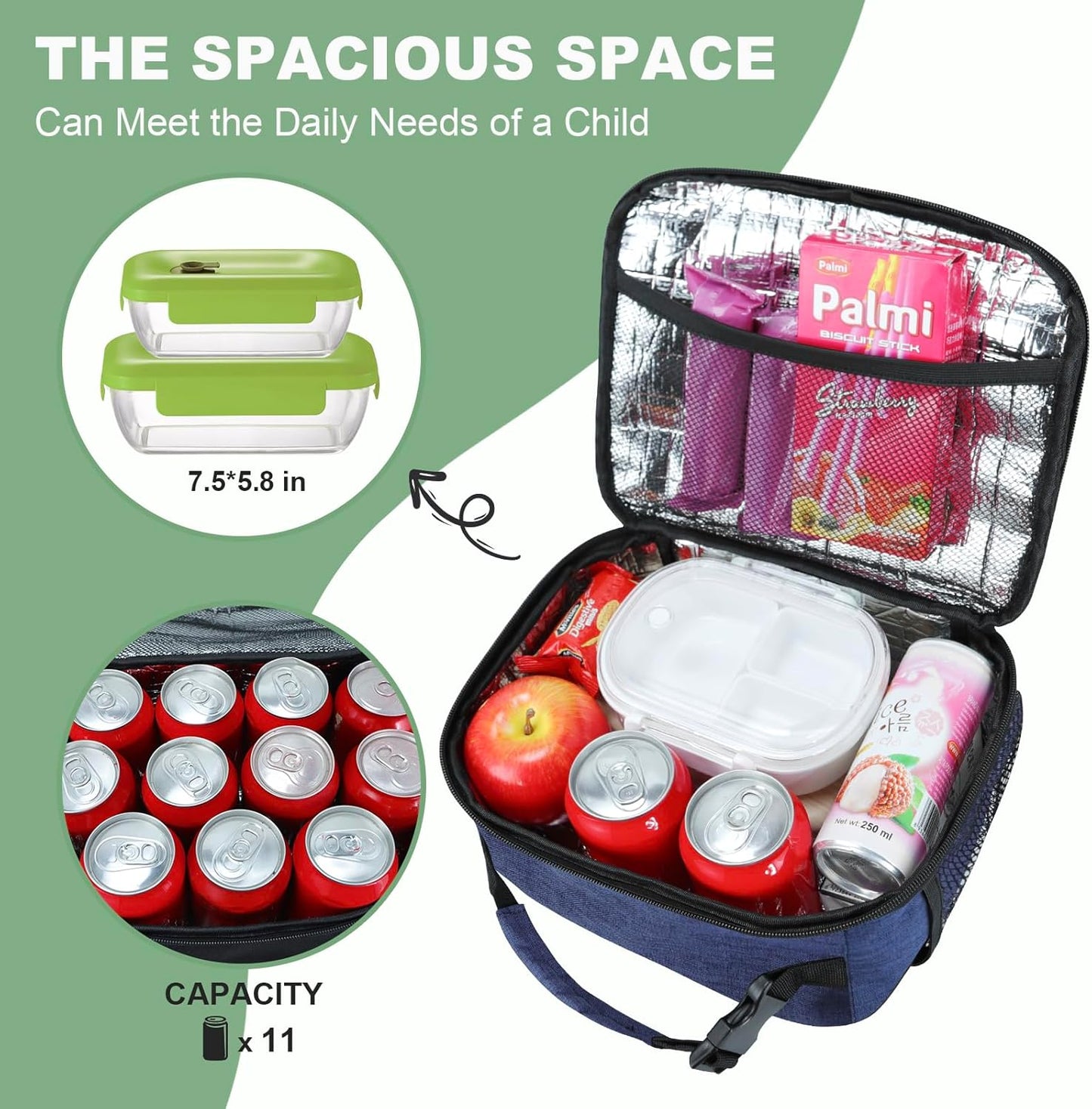 Kids Lunch Box for Boys Girls Lunch Bag Insulated Durable Lunchbox Children Lunch Tote Bag for School Black