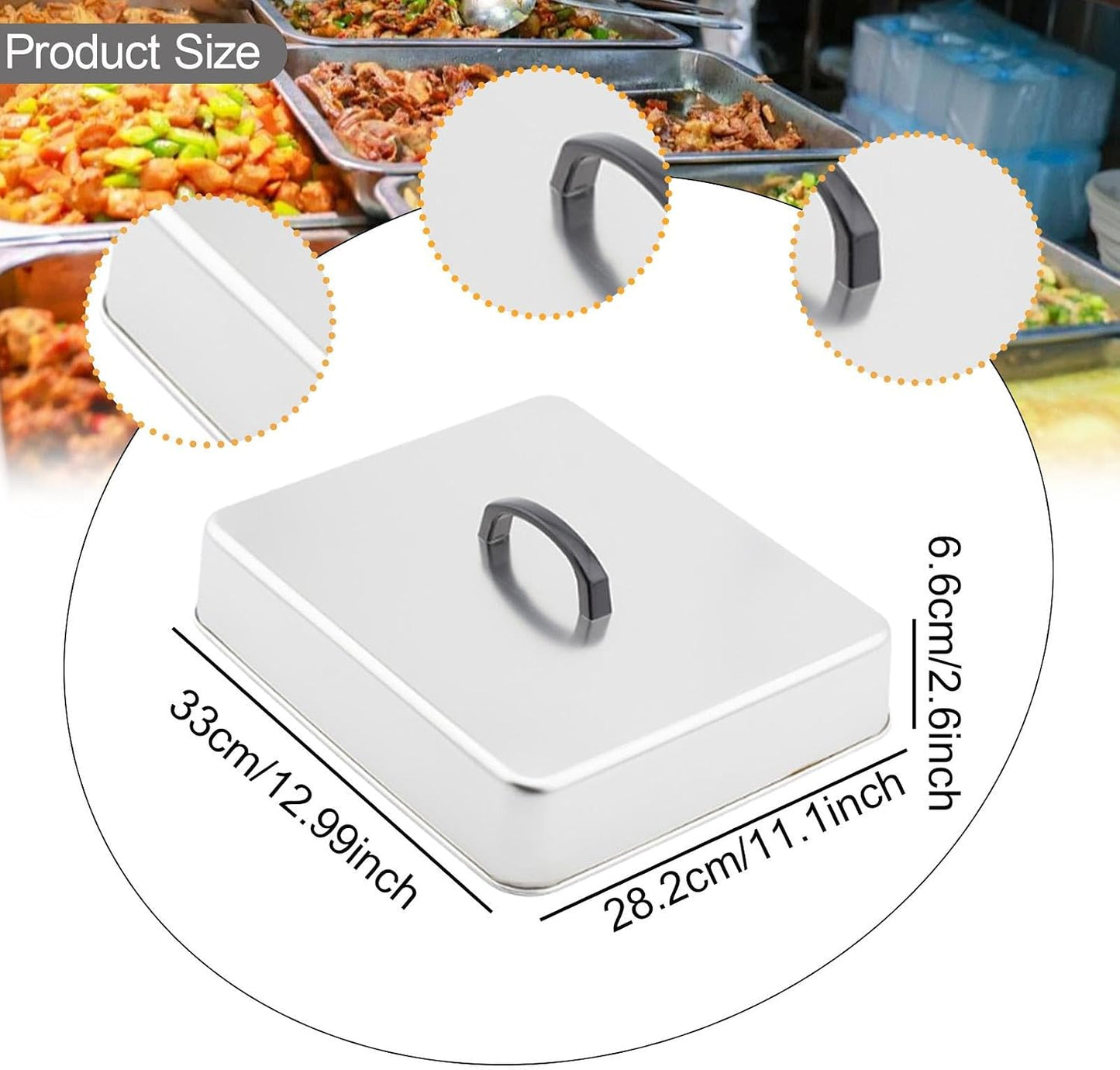 Grill Lid Steaming Food Cover Cooking Dome Rectangular Grilling Dome Burger Cover for Commercial BBQ Flat Top Griddle Patties, 22.2x14.6x6.6cm