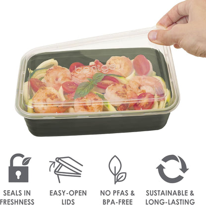 Bentgo Prep 60-Piece Meal Prep Kit - Reusable PFAS & BPA-Free Food Containers, 1-Compartment, 2-Compartment, & 3-Compartments - Microwave, Freezer, & Dishwasher Safe (Gleam Metallics)