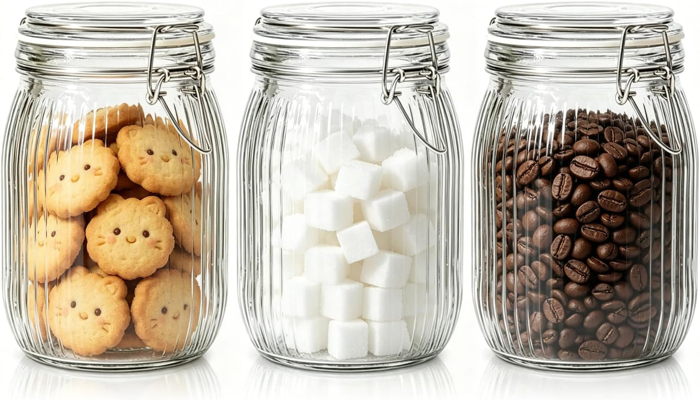 ComSaf Glass Pantry Jars with Airtight Lids 0.7 Gallon 2 Pack Wide Mouth | Flour sugar rice, Sourdough pickling, Pantry organization, Scoop included, Baking supplies, Bulk food storage, Large capacity