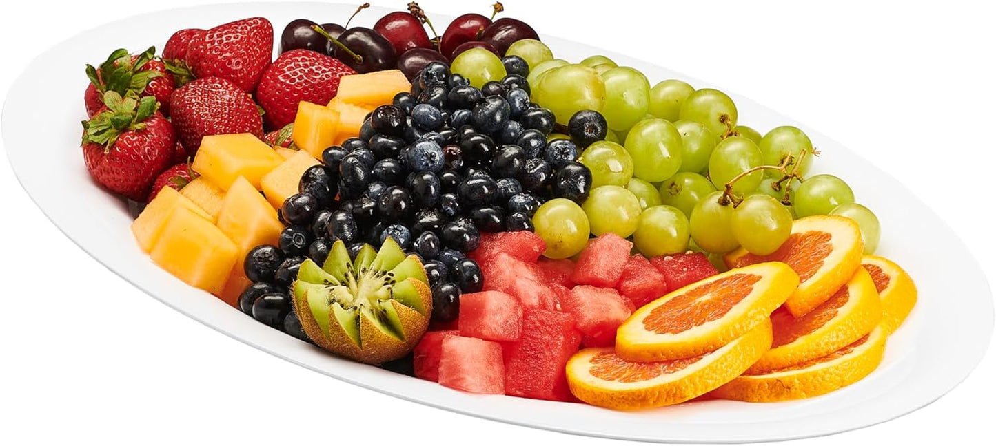PLASTICPRO Plastic Oval Serving Trays - Serving Platters Oval 11 X 16 Disposable Party Dish Crystal Clear Pack of 4