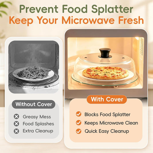 3 in 1 Glass Microwave Splatter Cover Set with Mats & Oven Mitts