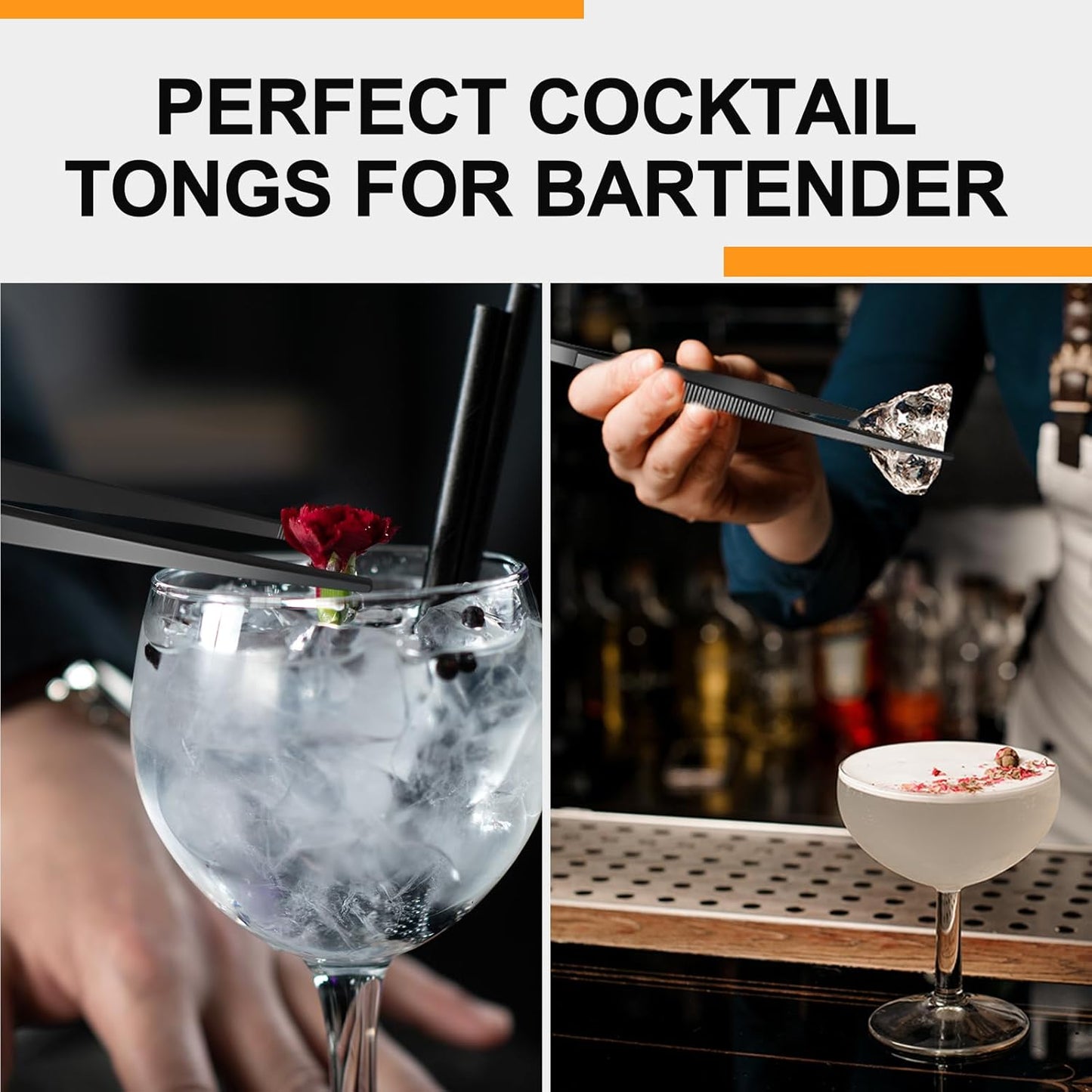 Yaomiao 4 Packs 12 Inch Bar Tweezers Silver Cocktail Tongs Long Garnish Tweezers Stainless Steel Bartender Kitchen Cooking Tongs for Cocktail Food Fruit Korean BBQ Bartender Chef, Multi-use