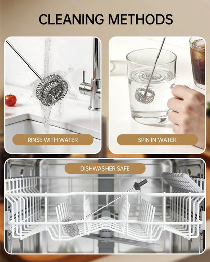 CIRCLE JOY Rechargeable Milk Frother Handheld with Stand, Dual Spring Whisk Head Electric Coffee Frother Foam Maker, Portable Drink Mixer for Cappuccino, Latte, Matcha, Black