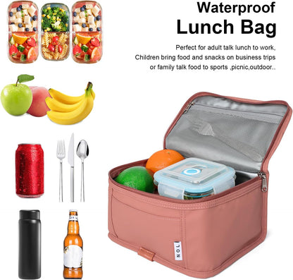 NOL Mini Insulated Lunch Bag for Women Men Kids | Small Leakproof Reusable Lunch Tote | Fits 6 Cans 330ml | Thermal Cooler for Work School Picnic Camping, Navy blue