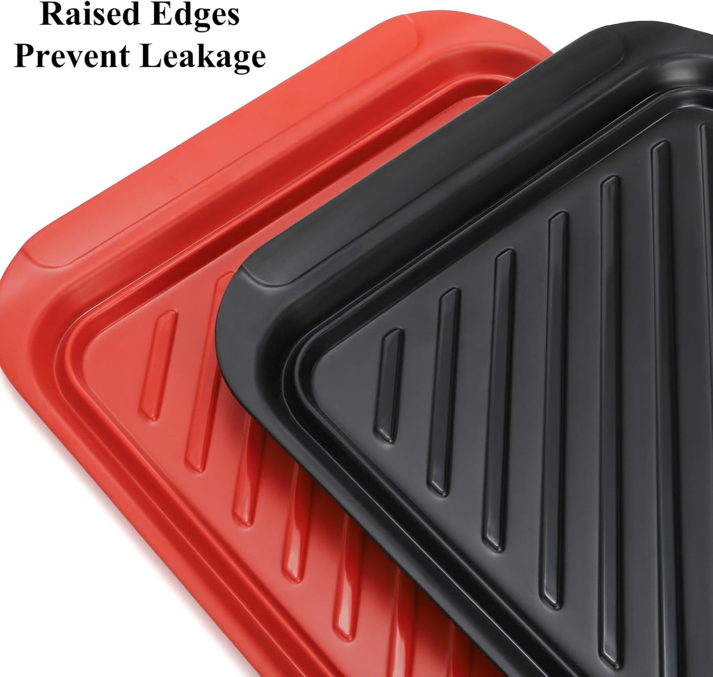DEAYOU 2 Pack Grilling Prep and Serve Trays, 17" x 10.5" BBQ Platters for Cooked and Raw Meat, Melamine Serving Trays for Food, Outdoor, Grill Accessories, Dishwasher Safe, Black and Red