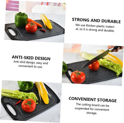 SEWACC 3pcs Anti-skid Plastic Cutting Board Mats Set Double-sided Marble Pattern Thicker Chopping Boards for Meat and Vegetables Non-slip Black Plastic Cutting for Home Kitchen Use