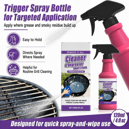 Cleaner and Degreaser for Grill, Fast-Acting Heavy-Duty Grill Degreaser Spray, BBQ Grill Cleaner for Outdoor Grills, Grease Remover for Grates, Smoky Stains and Kitchen Cleaning (3 PCS)