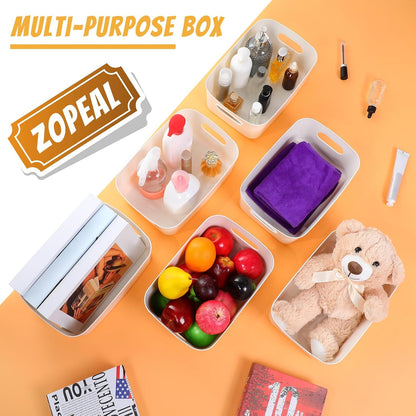 Zopeal Plastic Storage Bins 10 Pcs White Pantry Organizer Bins Small Baskets Storage Containers for Home Kitchen (10 x 7 x 6 Inch)