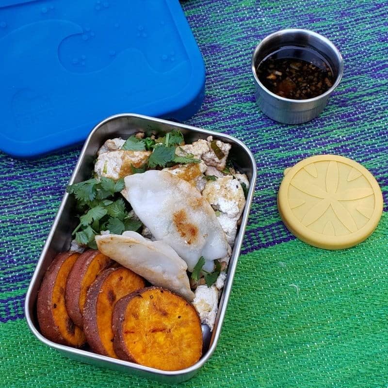 ECOlunchbox Splash Box Leakproof Stainless Bento Lunch Container With Silicone Lid | Holds 3 Cups (equivalent to 24 oz & 709 ml) | Measures 6.5 x 4.75 x 2 inches (16.5 x 12 x 5 cm) | 100% Plastic-Free