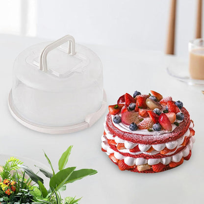 Fenteer Cake Container Cake Carrier Dome Storage Carrier Cupcake Box Round Food Grade with Lid and Handle 8 inch Freezer Cake Keeper