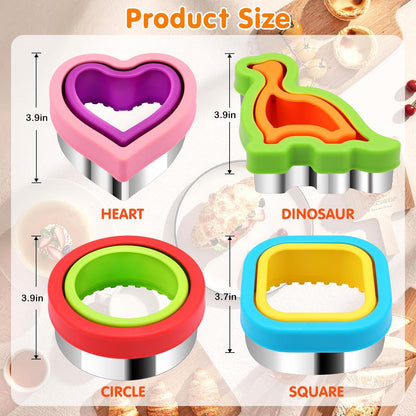 32PCS Sandwich Cutter and Sealer Set Sandwich Cutter for Kids, Vegetable Fruit Cutter Shapes with Food Picks for Kids School Lunch Bento Box Accessories Cookie Cutters