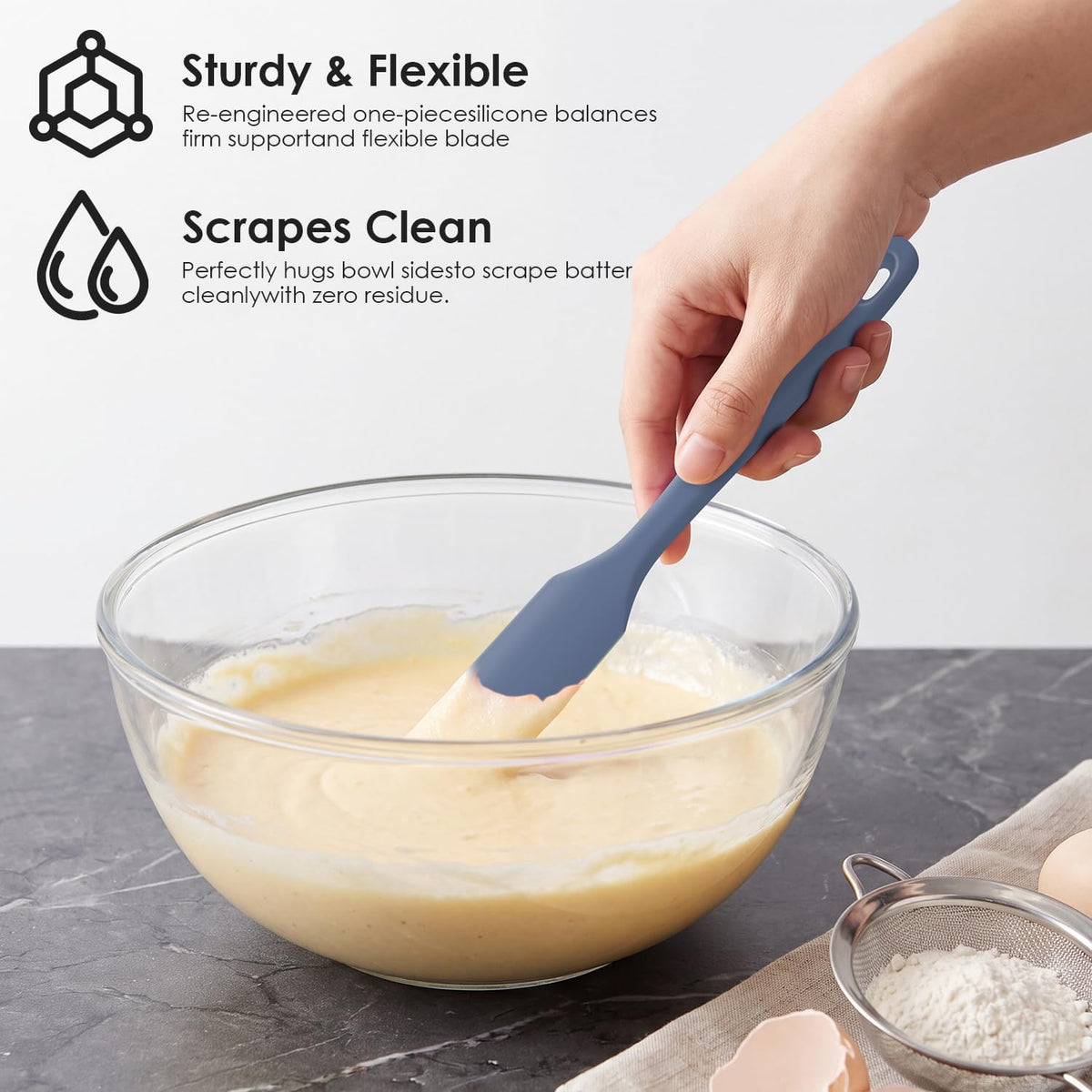 5-Piece Silicone Jar Spatula Set, 10-Inch Long Skinny Spatulas