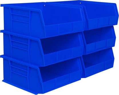 Akro-Mils 30235 AkroBins Plastic Storage Bins, Space-Saving Stackable Bins for Garage, Pantry, Craft Organization, 11" x 11" x 5", Clear, 6-Pack