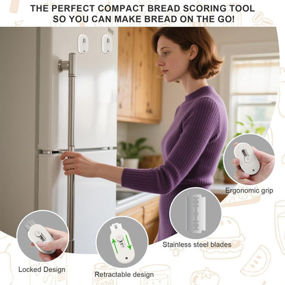 Herda Bread Lame Dough Scoring Tool, Retractable Magnetic Design