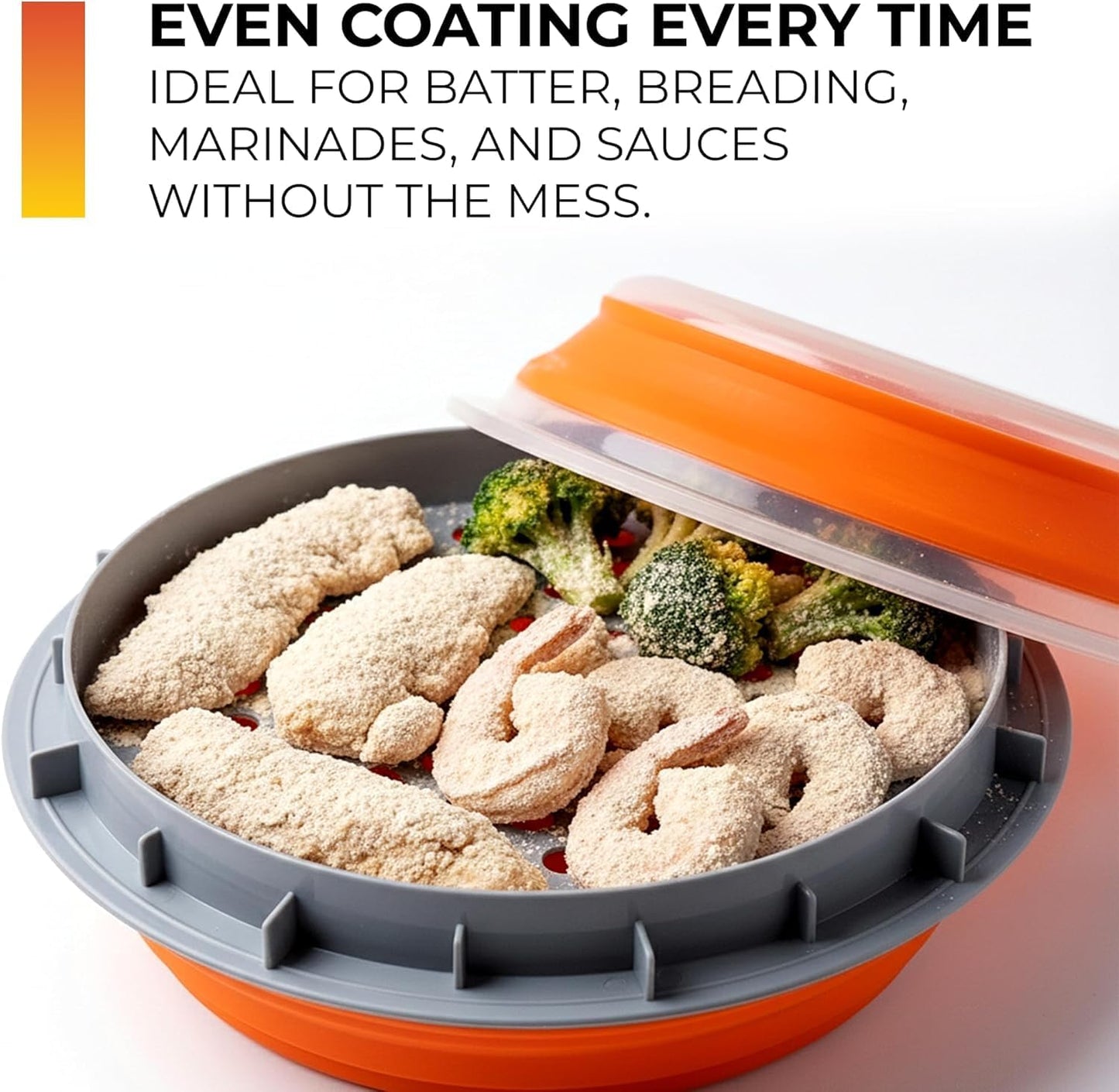 CanCooker Batter Bowl XL: Collapsible, Mess-Free, Dishwasher and Microwave Safe, Chemical-Free in Vibrant Orange