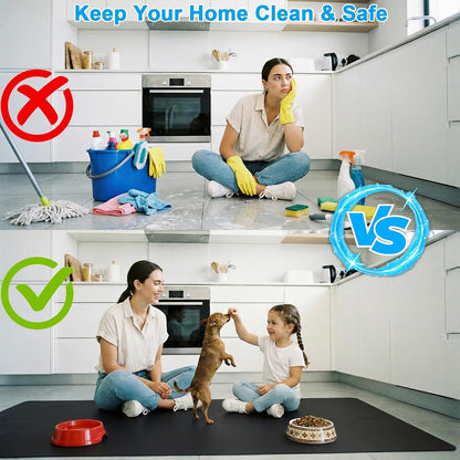 Extra Large Silicone Mats for Kitchen Counter, Heat Resistant Mat, Nonslip Kitchen Countertop Protector Mat, Cuttable Counter Protector Mats for Island Workbench(47.3''x23.6''Black)