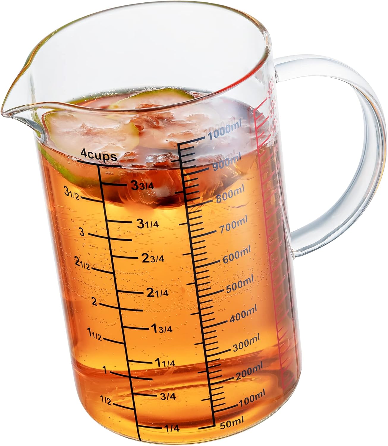Ackers BORO3.3 Measure Glass -[Insulated handle | V-Shaped Spout]-Made of High Borosilicate Glass Measuring for Kitchen or Restaurant, Easy to Read, 60 ML (2 Oz) 丨(2 Pack)