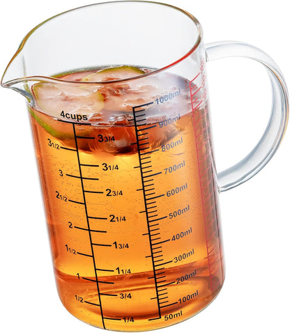 Ackers BORO3.3 Measure Glass -[Insulated handle | V-Shaped Spout]-Made of High Borosilicate Glass Measuring for Kitchen or Restaurant, Easy to Read, 60 ML (2 Oz) 丨(2 Pack)