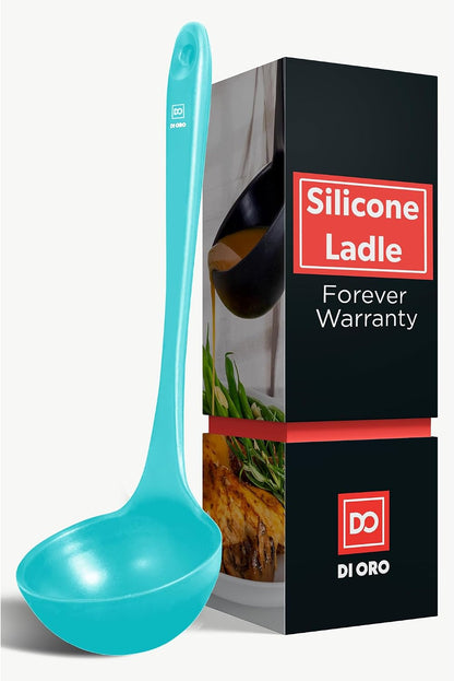 DI ORO Silicone Ladle - Soup & Serving, 600F Heat Resistant, Black