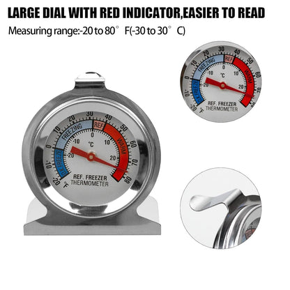 4 Pack Refrigerator Freezer Thermometer, Classic Series Large Dial Analog Thermometer for Fridge Freezer Cooler