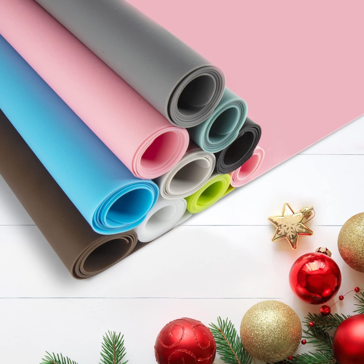 Extra Large Dark Green Countertop Mat - Silicone Table Kitchen Desk Mat - Non-Slip & Heat Resistant - Dinner Placemat Pastry Dough Rolling Mat - Colors A