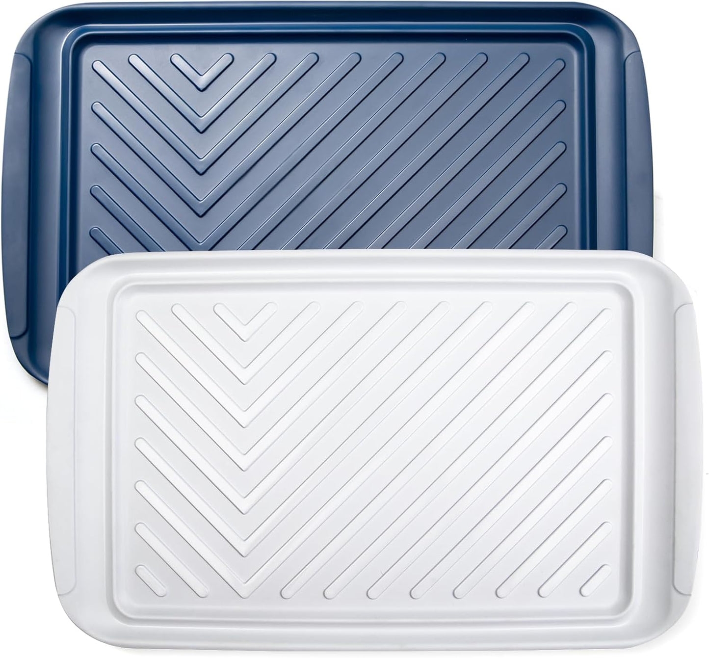 LEHAHA Grilling Prep Trays, Melamine BBQ Prep and Serving Platters and Tray for Outdoor Entertaining, Large Food Serving Trays, Set of 2, 17.2" x 10.5",Great for Grilling Lovers,Black and Red