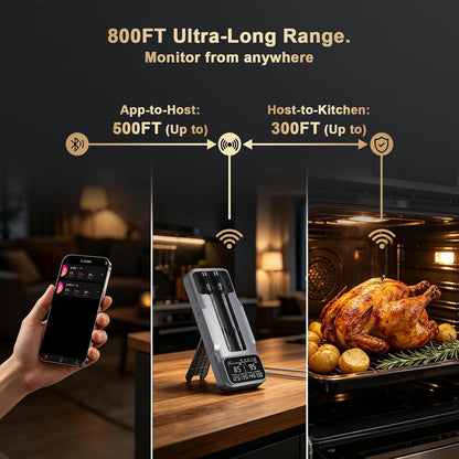 Wireless Meat Thermometer Digital, 800FT Bluetooth Food Thermometer