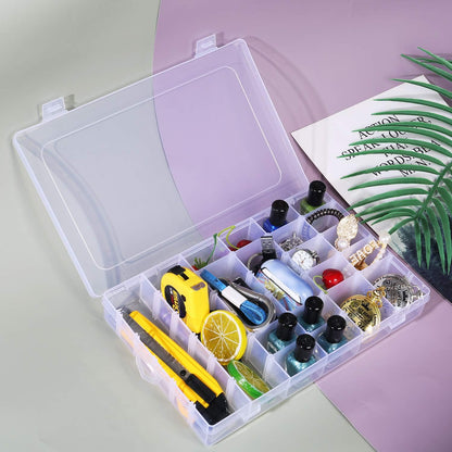 Umirokin 2 Pack 15 Grids Clear Plastic Organizer Box with Adjustable Dividers, Craft Storage Containers for Jewelry, Beads, Screws, Tackle Box, Washi Tapes, Small Parts Organizer for Arts and Crafts