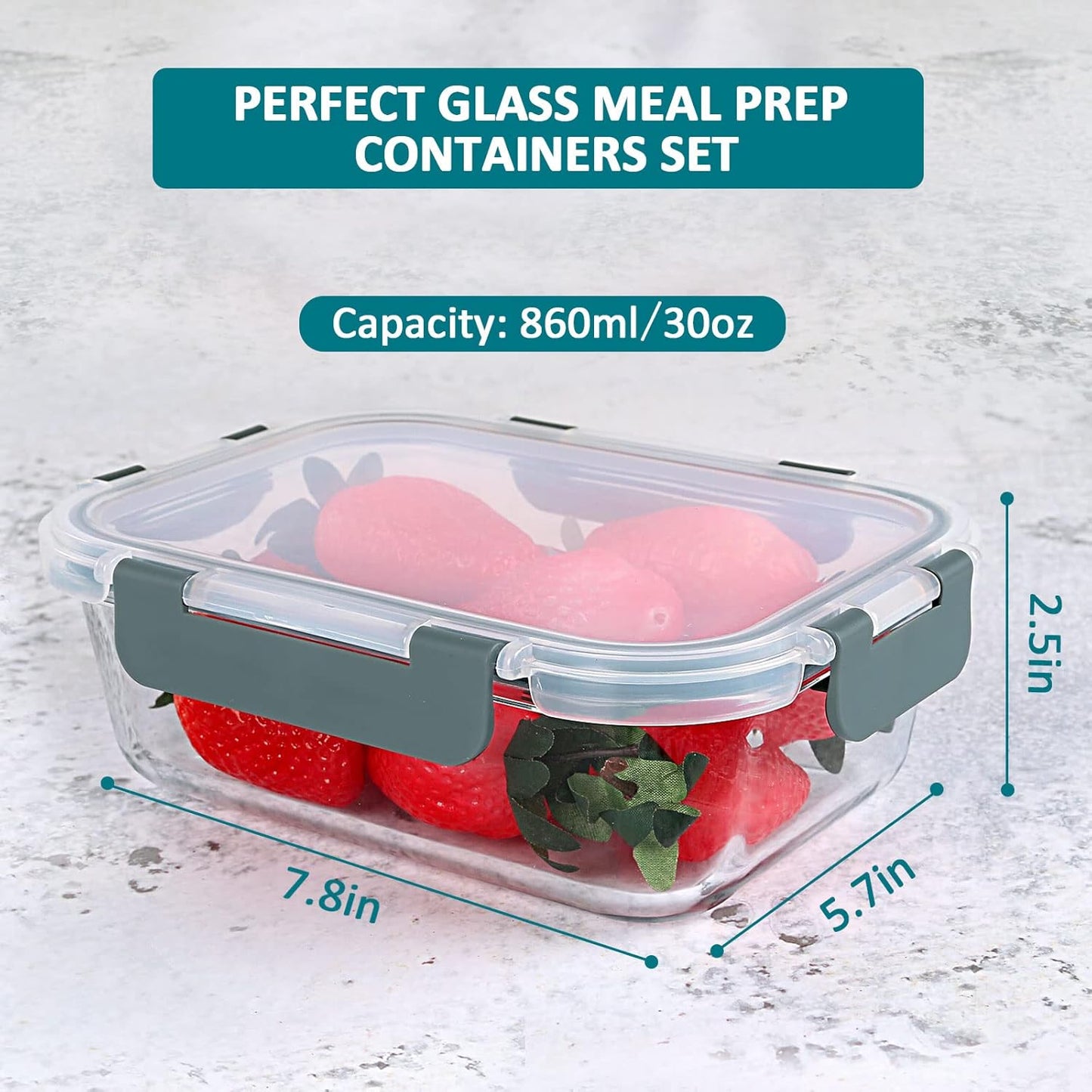 M MCIRCO 67.4oz(8.3 cup), 33.8oz(4.2 cup)& 18.6oz(2.1 cup) Extra Large Glass Food Storage Containers Set with Lids, 6 Pack Airtight Glass Storage Container for Microwave,Oven,Freezer Dishwasher