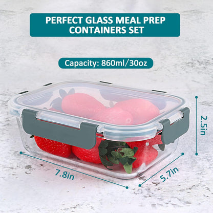 M MCIRCO 67.4oz(8.3 cup), 33.8oz(4.2 cup)& 18.6oz(2.1 cup) Extra Large Glass Food Storage Containers Set with Lids, 6 Pack Airtight Glass Storage Container for Microwave,Oven,Freezer Dishwasher