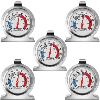 5 Pack Fridge Thermometer - Classic Series with Large Dial and Internal Temperature Gauge - Monitor and Maintain Perfect Temperature in Kitchen Refrigerator