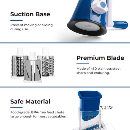 X Home Rotary Cheese Grater, Blue, for Kitchen