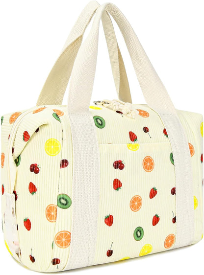 HowFly Lunch Bag Women Lunch Box for Women Cute Corduroy Insulated Lunch Bag Adult Large Cooler Lunch Tote Bags for Work Picnic Beach, Blue