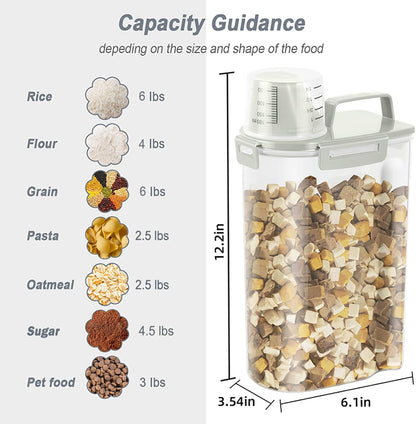 LEAWALK Airtight Rice Storage Container, 7-10Lbs Cereal Dry Food Flour Bin, Pet Dog Cat Food Dispenser with Measuring Cup, BPA Free Plastic Kitchen and Pantry Organization Bin for Sugar-Green