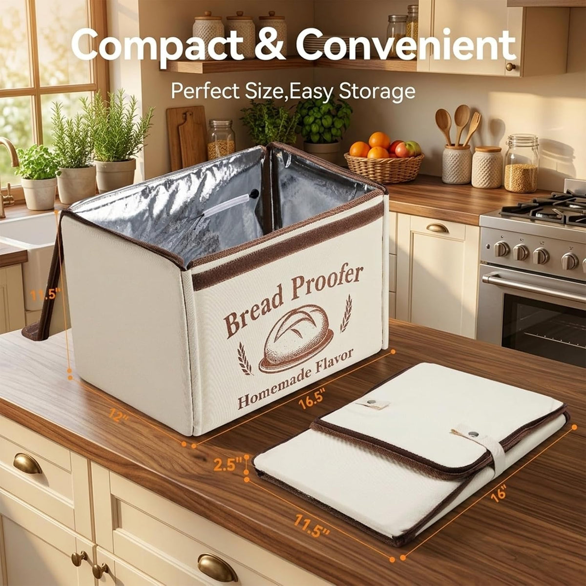 Proofing Box - Foldable Proofing Bread Box with 68-122°F Temp Control & 48H Timer, Bread Proofer for Sourdough, Pizza Dough, Yogurt, Kombucha, 5-Layer Fabric