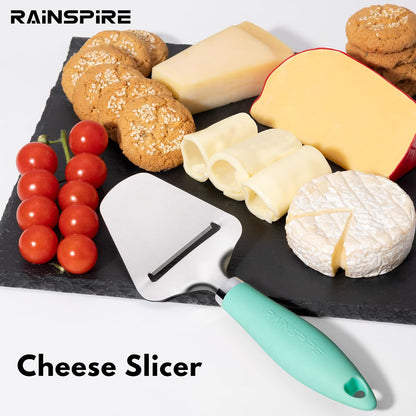 Rainspire Upgraded Non-Stick Cheese Slicers for Block Cheese Multi-Functional Cheese Cutter for Mozzarella, Cheddar, Gruyere Charcuterie Accessories Dishwasher Safe Kitchen Tools, Black