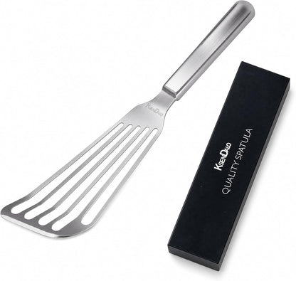 KSENDALO Thin Sturdy Fish Spatula Stainless Steel for Kitchen-Silver | One-piece Style Fish Spatula, Egg Flipper Bbq Flipper 18/8 Stainless Steel Blade Dishwasher-Safe Tools