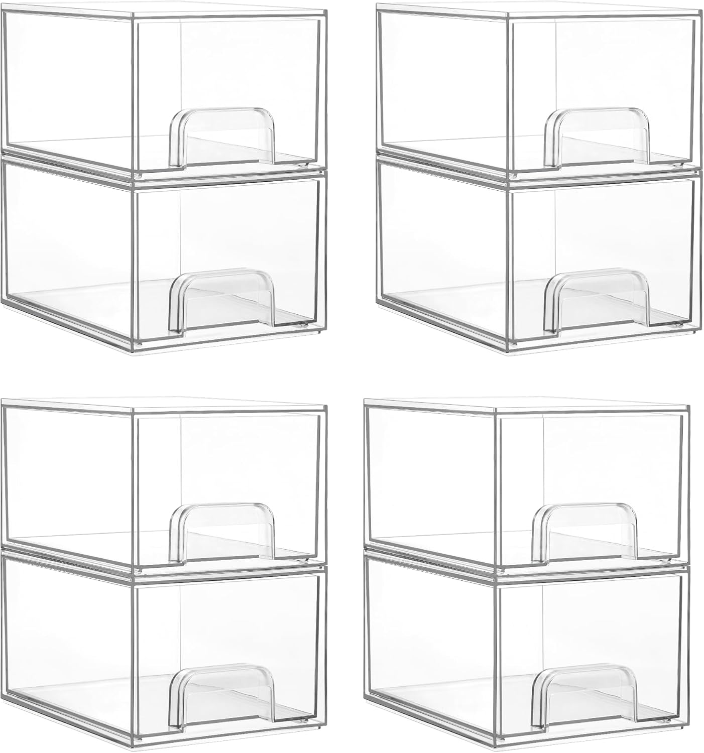 Vtopmart 10 Pack Small Clear Stackable Storage Drawers, Acrylic Bathroom Makeup Organizer, Plastic Storage Bins For Vanity, Undersink, Kitchen Cabinets, Pantry, Home Organization