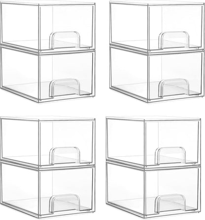 Vtopmart 10 Pack Small Clear Stackable Storage Drawers, Acrylic Bathroom Makeup Organizer, Plastic Storage Bins For Vanity, Undersink, Kitchen Cabinets, Pantry, Home Organization