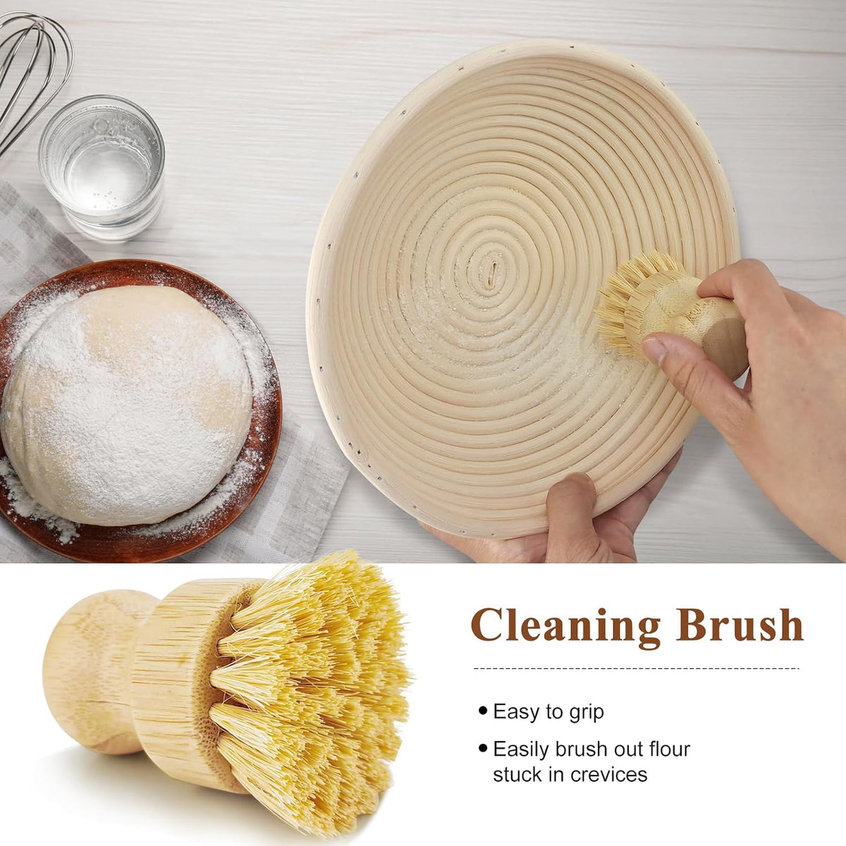 Sourdough Banneton Bread Proofing Basket Set of 2, 9'' Round