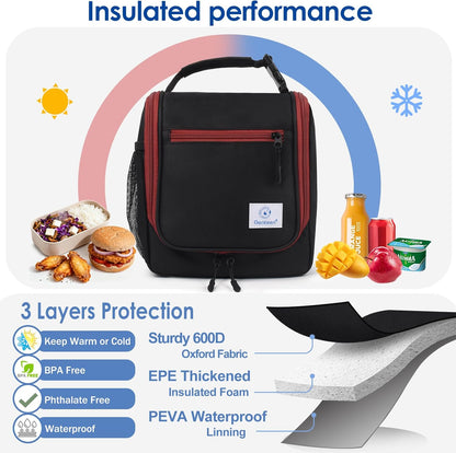 Genteen Kids Lunch Box, Insulated Lunch Bag for Kids, Toddler, Girl, and Boy; Holds Lunch Box, Water Bottle, & Snacks; Easy-Clean Water-Resistant Fabric & Multiple Zippered Pockets (Yellow Blue)