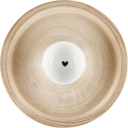 Santa Barbara Design Studio Chip Holder with Dip Bowl Chip/Dip Serving Set, 12" Diameter, Natural Wood + Ceramic