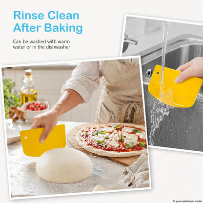 7 Dough Scrapers for Baking, Flexible Bowl Scraper with Dough Cutter Edge