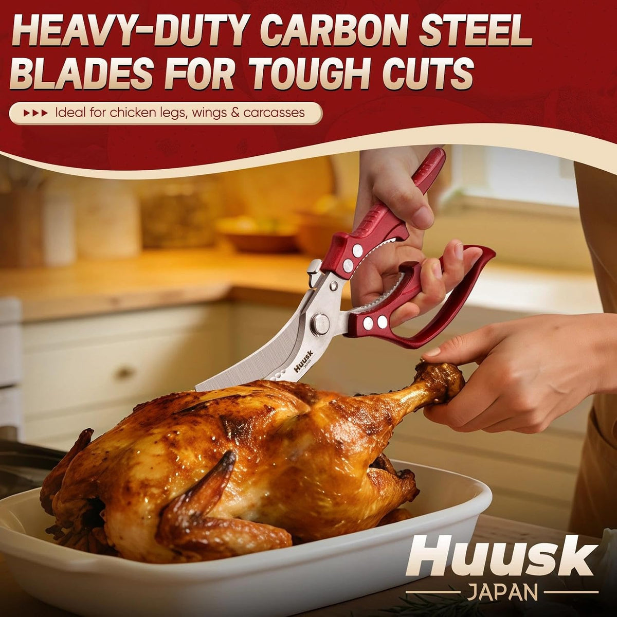 Huusk Poultry Shears Heavy Duty – All Purpose Japanese Kitchen Scissors