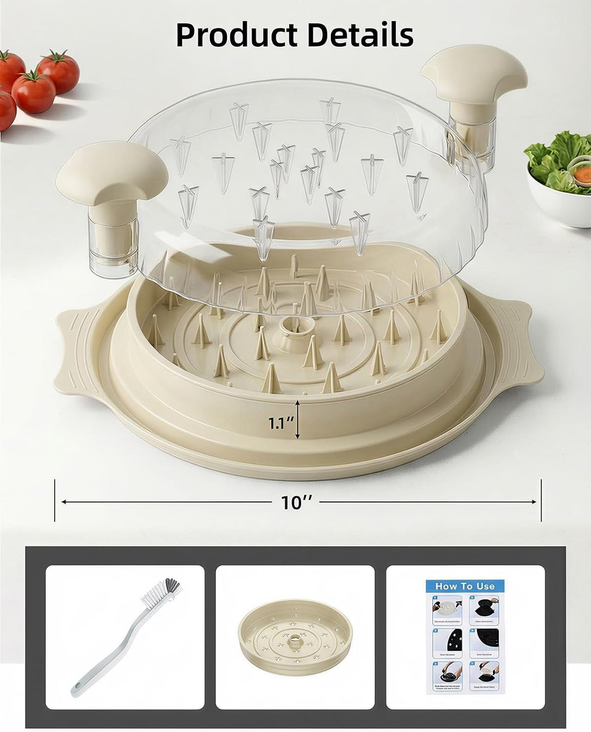 10" Chicken Shredder with Tray, Large Meat Shredder Tool Twist with Brush,BPA Free Meat Grinder, Visible Chicken Shredder Machine, Strong Anti-Slip Strip, Suitable for Pork, Beef, Chicken