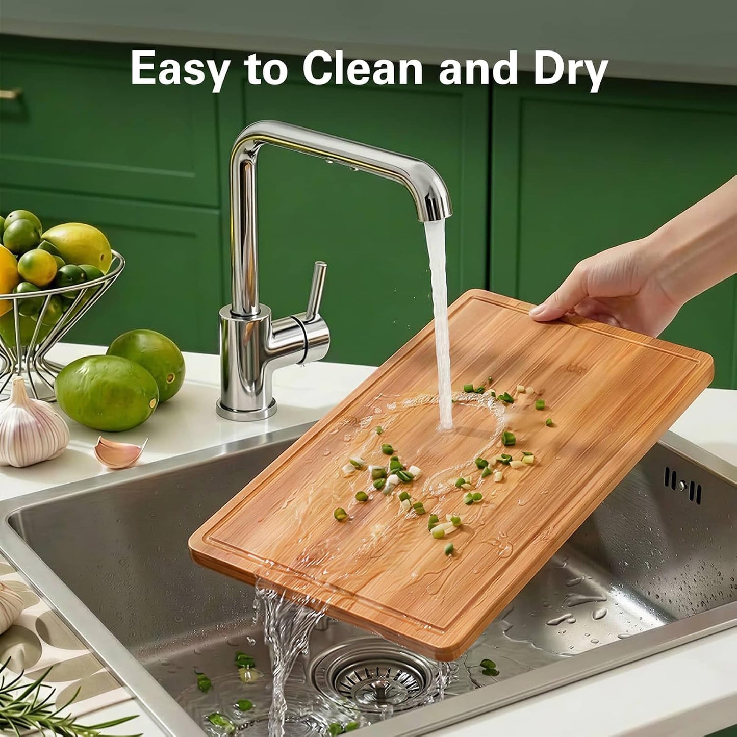 Zarler Bamboo Cutting Boards for Kitchen, 3 Piece Durable Wood Cutting Board with Juice Grooves and Handles, Wooden Chopping Board Set for Meal Prep, XL Size, Ideal Kitchen Gift