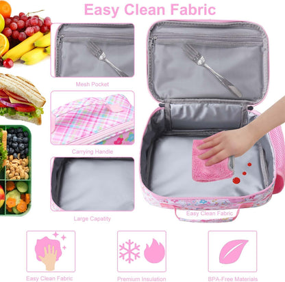 RHCPFOVR Kids Lunch Bag - Insulated Lunch Box for Boys Girls,Washable Lunch Bag and Reusable Toddler Leak-proof Lunchbox for School and Daycare - Colors A