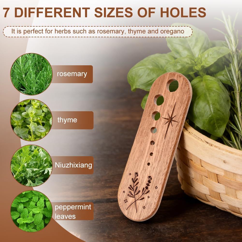 Wooden Vegetable Leaf Separator, Herb Stripper Tool