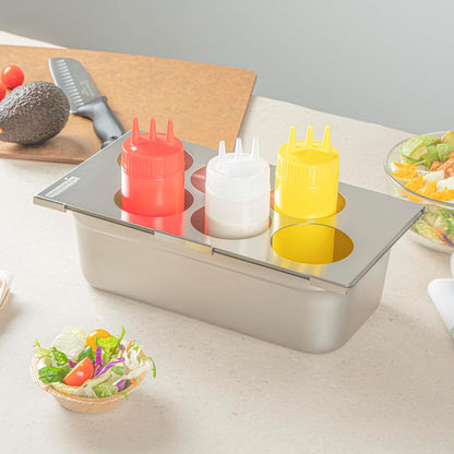 Restaurantware Stainless Steel Bottle Organizer - 1 Count - 6.299 x 7.087 x 0.394 Inches - Dishwasher-Friendly Condiment Holder - Kitchen Bottle Rack - Space-Saving Design - Silver